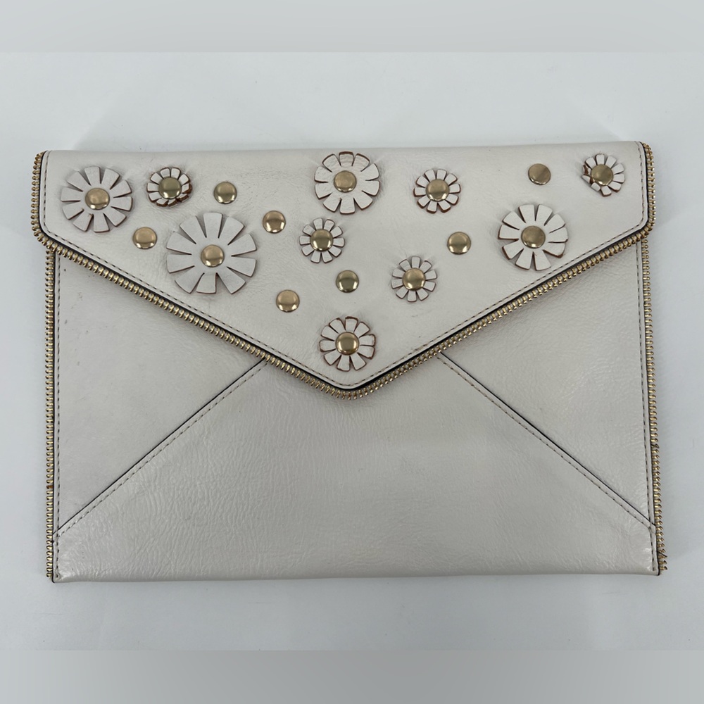 White Floral Stud Envelope Clutch